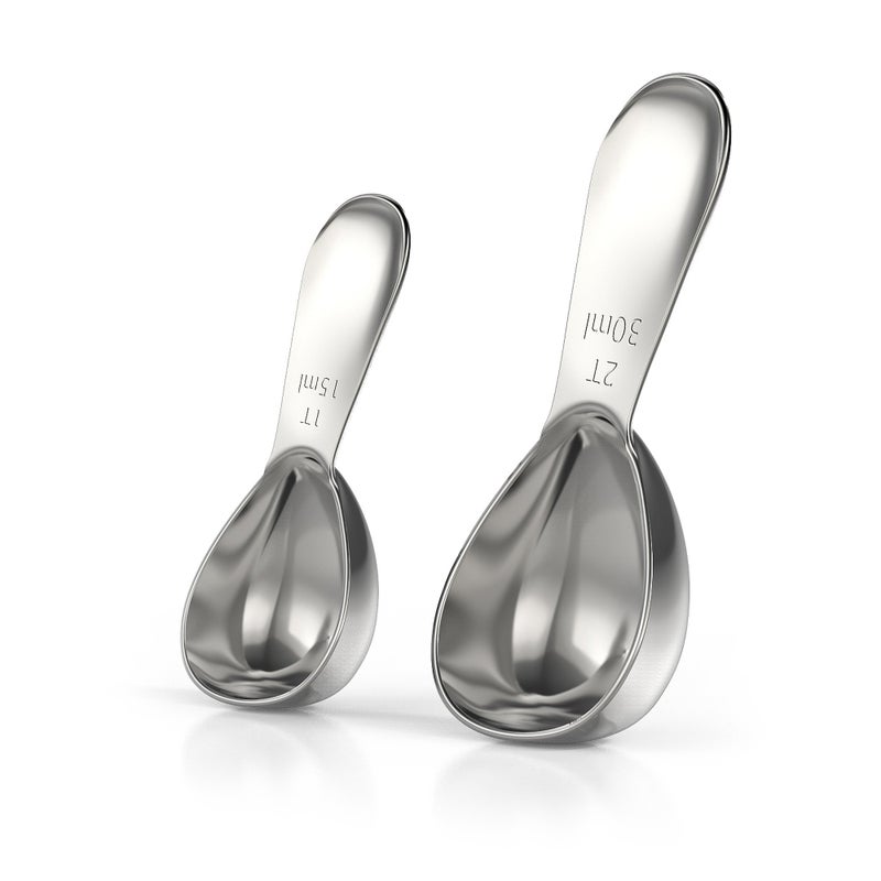 BALCI - Stainless Steel Coffee Scoop Set (1&2 Tablespoon, 15ml and 30ml) Exact Measuring Spoons for Coffee, Tea, Sugar, Flour and More! - Image 5